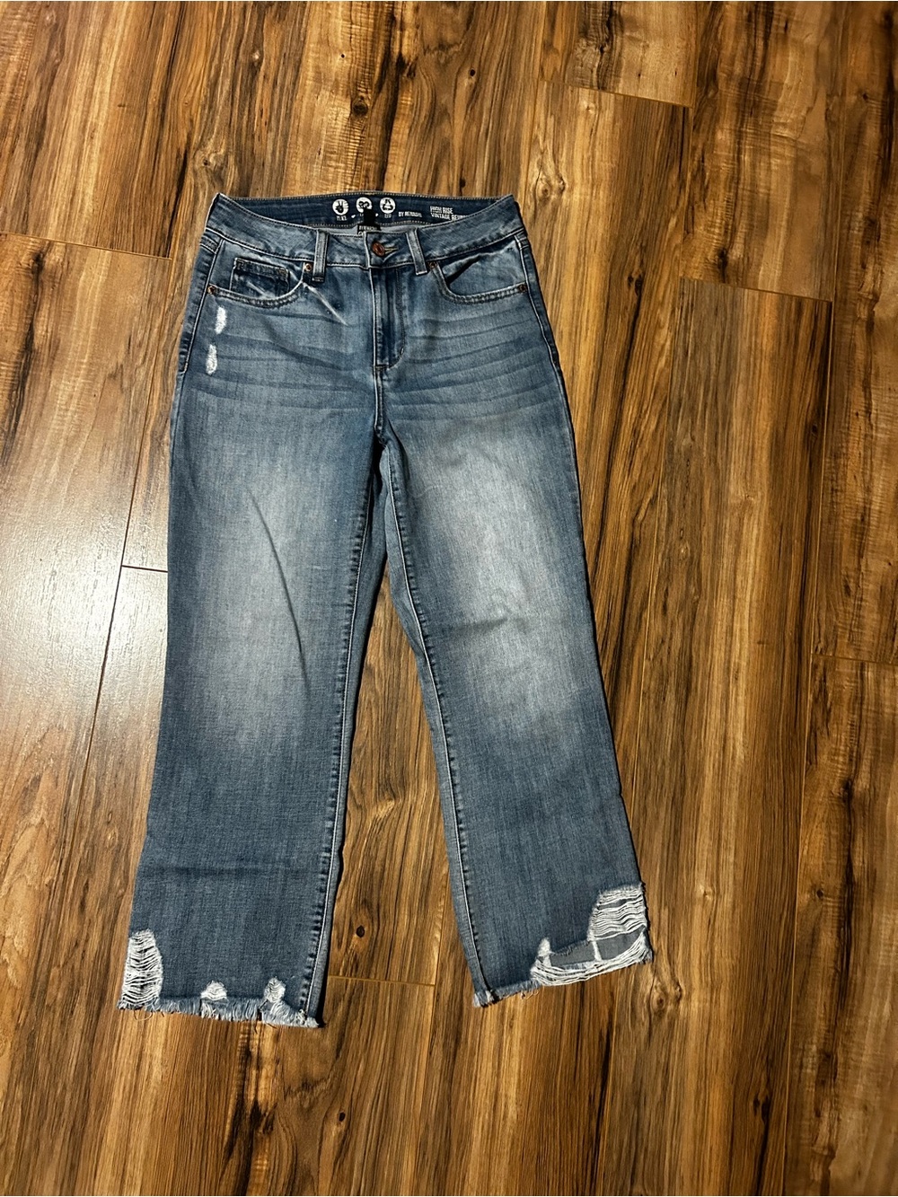 Women's Rewash Distressed Crop Straight Jeans - Blue